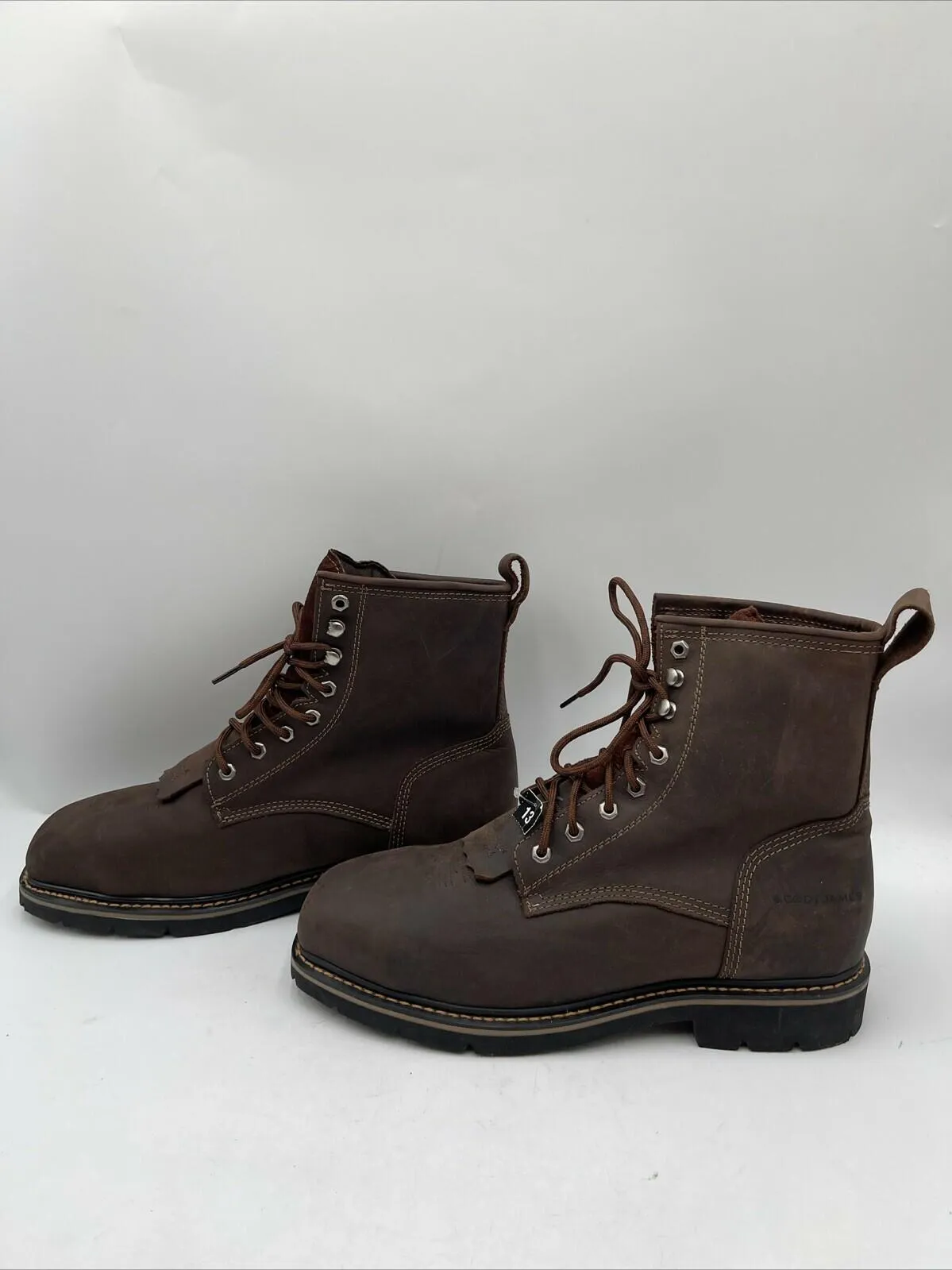 CODY JAMES MEN'S WATERPROOF LACE-UP WESTERN WORK BOOTS Comp Toe Brown Size 13D - Very Good