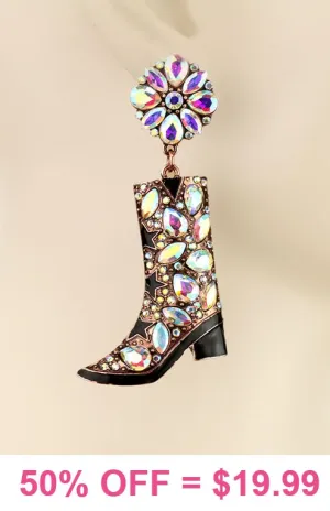 Copper & Bling Rhinestone boot earrings