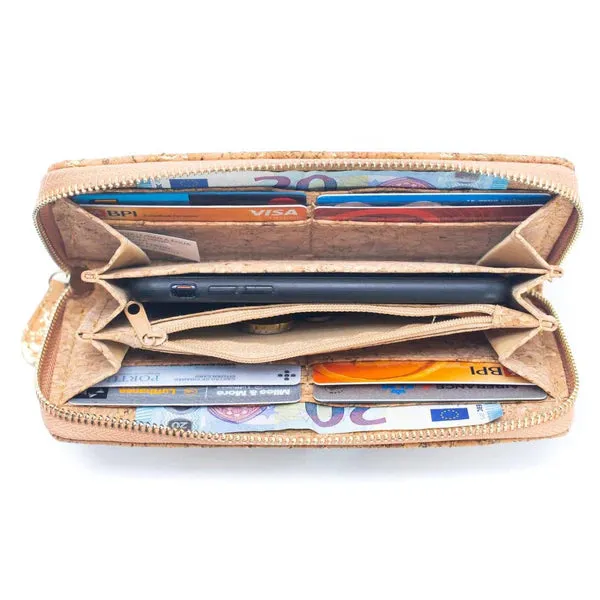 Cork Zip Around Purse ~ Natural w/Colours
