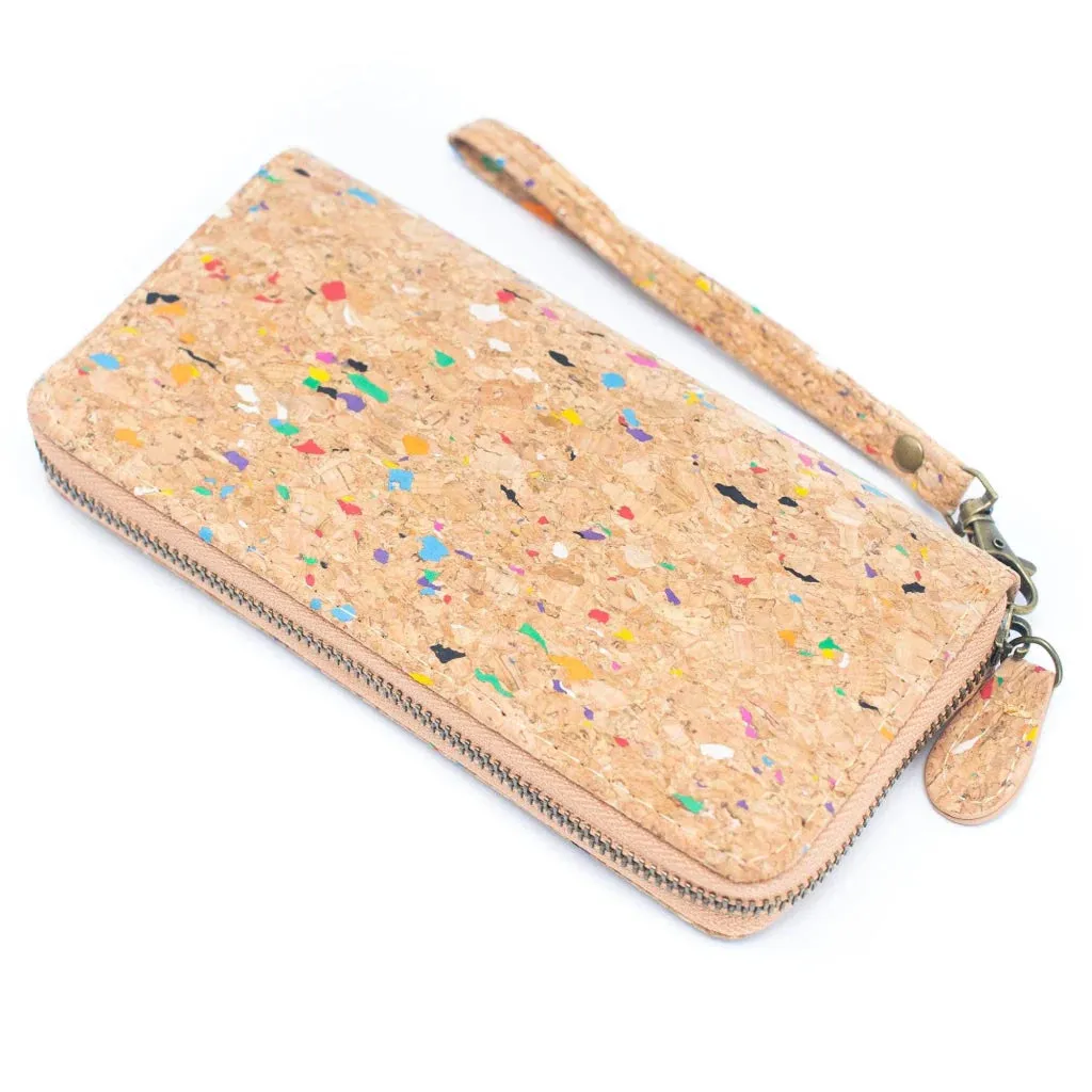 Cork Zip Around Purse ~ Natural w/Colours