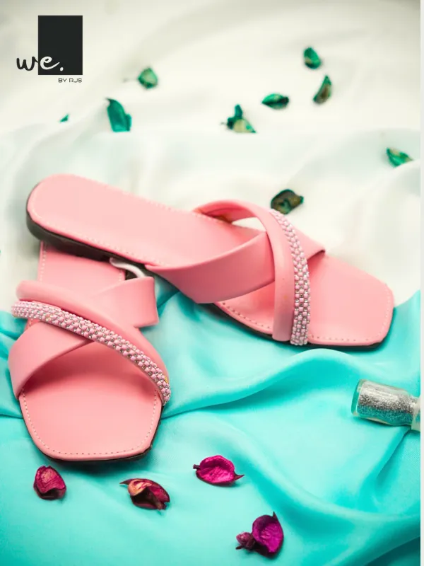 Criss-Cross Embellished Slip-On (Pink)
