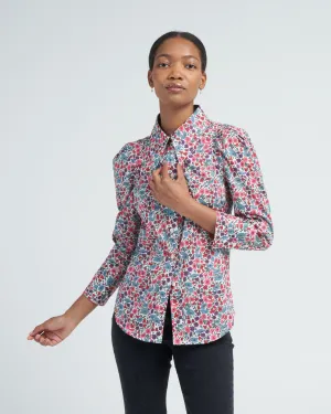 crop sleeve box pleat shirt - multi floral