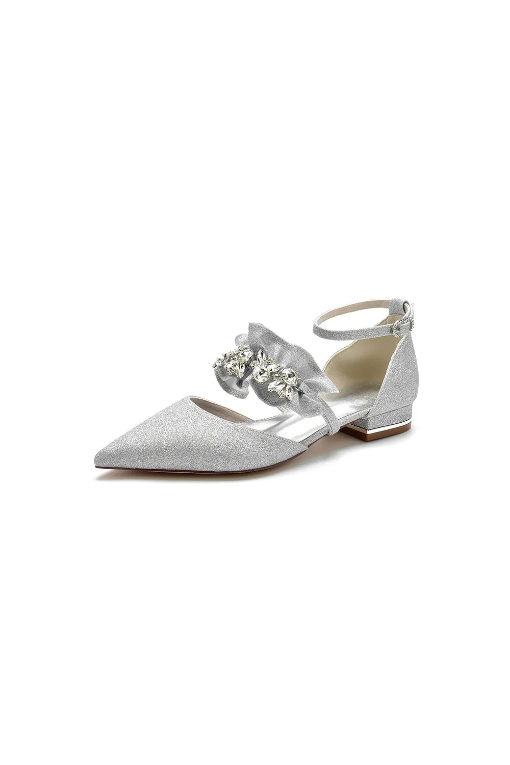 Crystal Ruffles Sequin Pointed Toe Flats