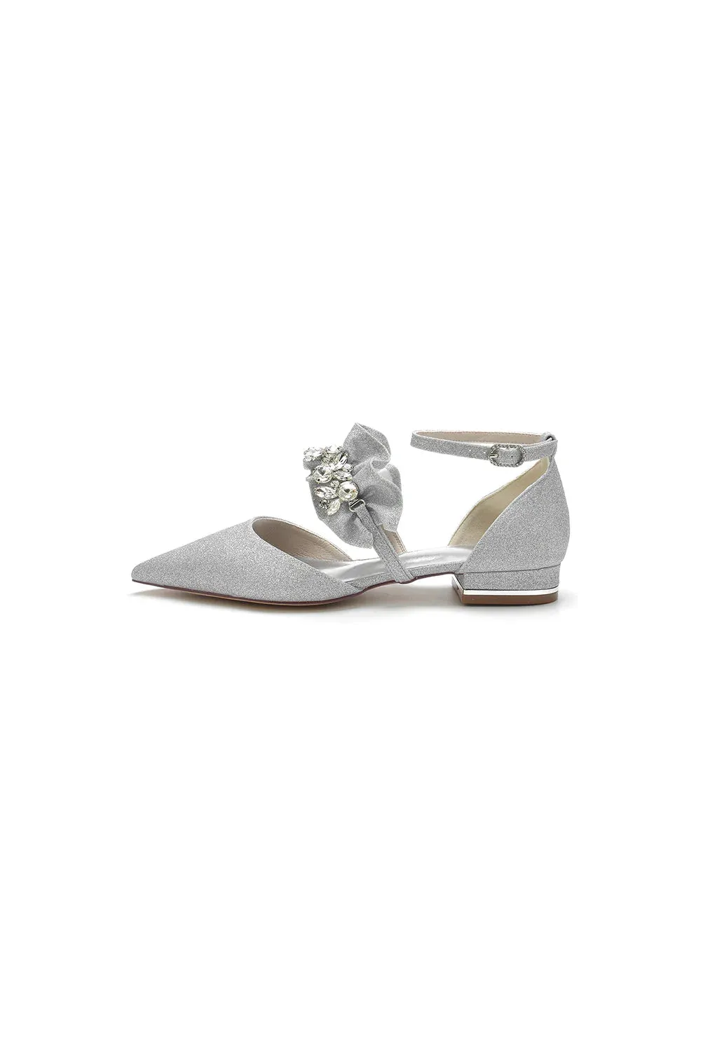 Crystal Ruffles Sequin Pointed Toe Flats