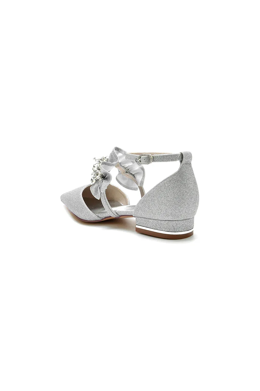 Crystal Ruffles Sequin Pointed Toe Flats