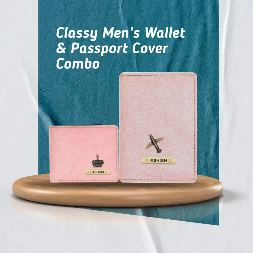 Customized with Name and Charm Men's 2 Pcs Travel Combo - Pink