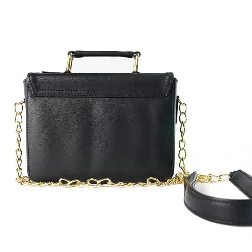 Customized Women's Buttoned Leather Bag   Mini Make up Kit - Black Black