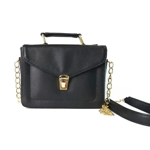Customized Women's Buttoned Leather Bag   Mini Make up Kit - Black Royal Blue