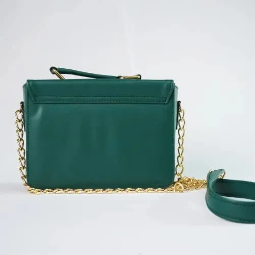 Customized Women's Buttoned Leather Bag   Mini Make up Kit - Green Grey