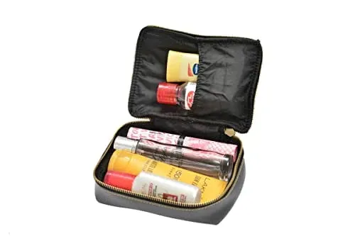 Customized Women's Buttoned Leather Bag   Mini Make up Kit - Green Grey
