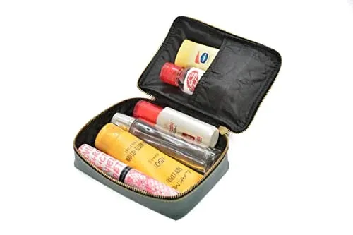 Customized Women's Buttoned Leather Bag   Mini Make up Kit - Grey Olive Green