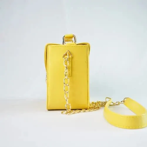 Customized Women's Buttoned Leather Bag   Mini Make up Kit - Yellow Royal Blue