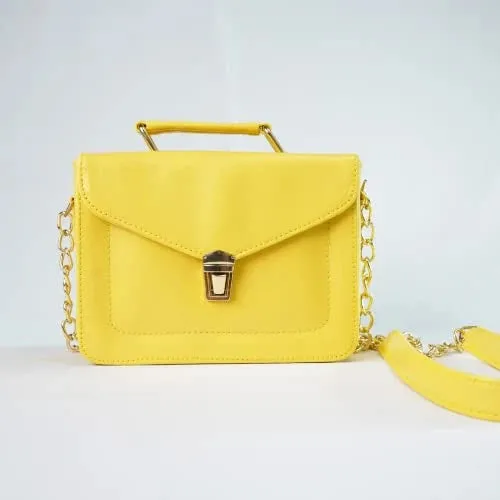 Customized Women's Buttoned Leather Bag   Mini Make up Kit - Yellow Royal Blue