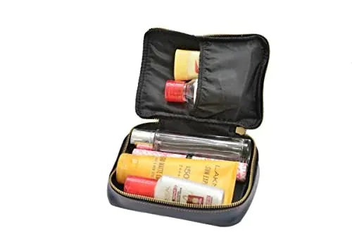 Customized Women's Buttoned Leather Bag   Mini Make up Kit - Yellow Royal Blue