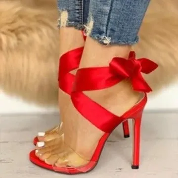 Cutout Transparent Lace-up High Heels