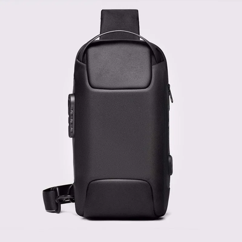 Cyflymder Men Oxford Sling Backpack Rucksack Knapsack Bags with USB Charge Port Anti-theft Travel Male Motorcycle Messenger Chest Pack Bag