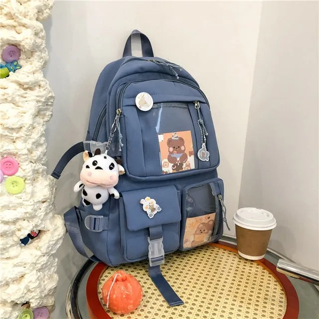 Cyflymder Muti-Pocket Women Backpack Nylon School Bag Backpacks for Teenage Girls Fashion College Student Back Pack Mochila Feminina
