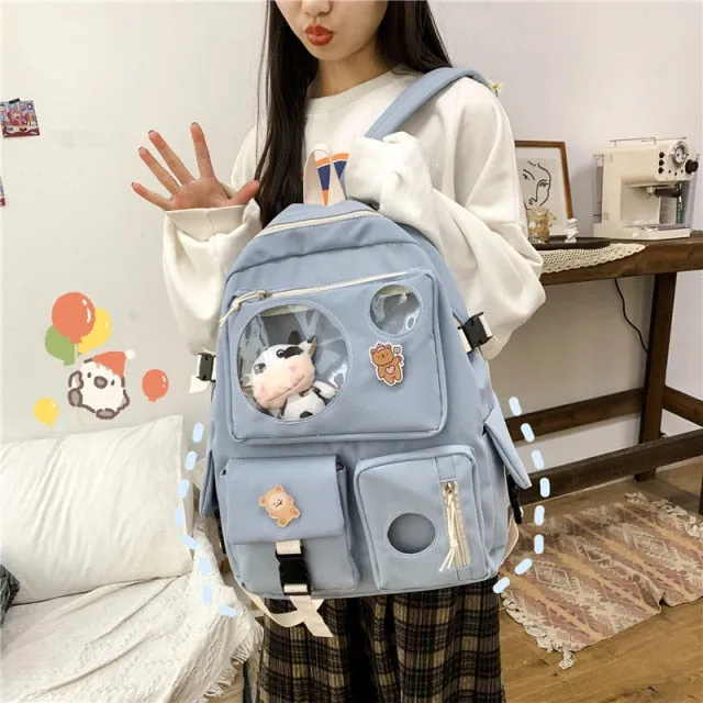 Cyflymder Muti-Pocket Women Backpack Nylon School Bag Backpacks for Teenage Girls Fashion College Student Back Pack Mochila Feminina