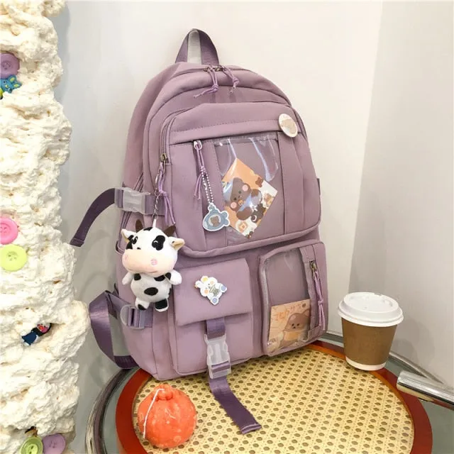 Cyflymder Muti-Pocket Women Backpack Nylon School Bag Backpacks for Teenage Girls Fashion College Student Back Pack Mochila Feminina