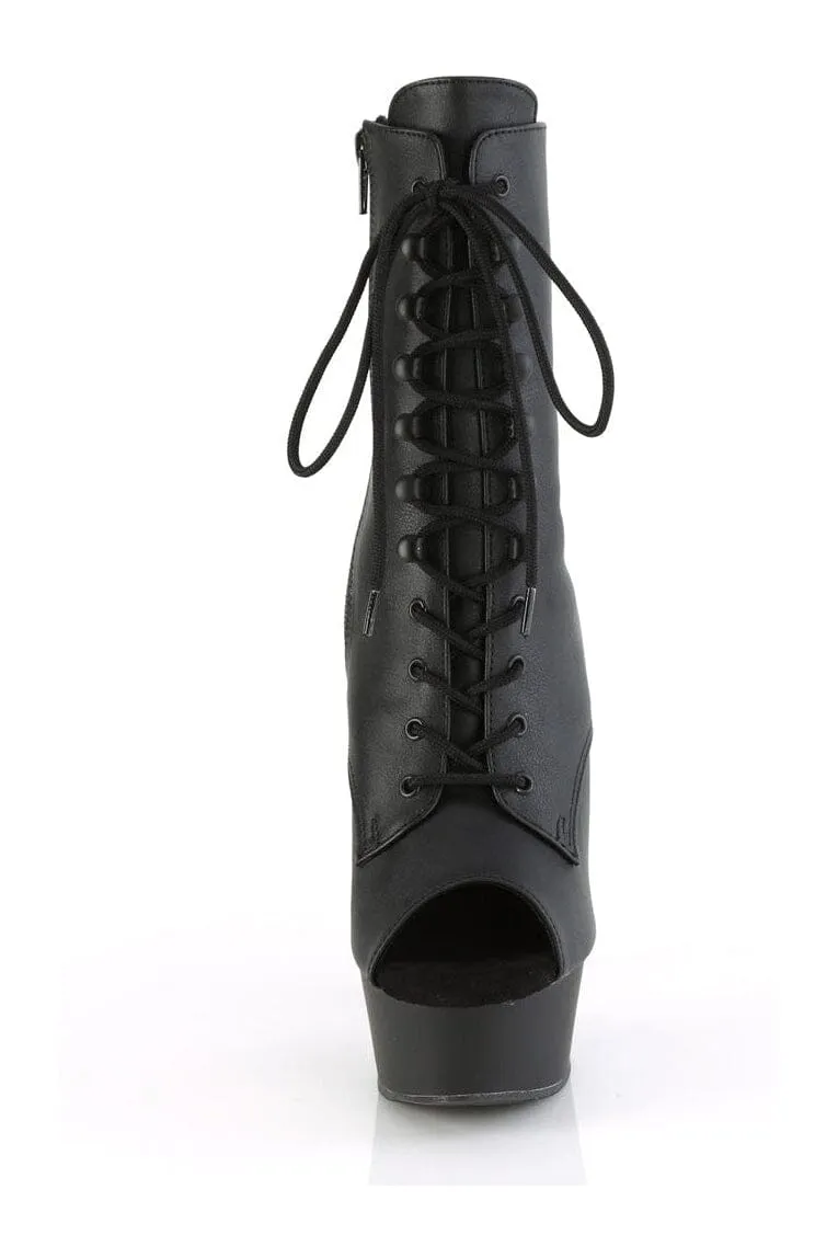 DELIGHT-1021 Black Faux Leather Ankle Boot