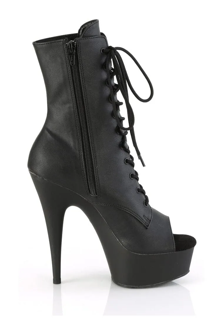 DELIGHT-1021 Black Faux Leather Ankle Boot