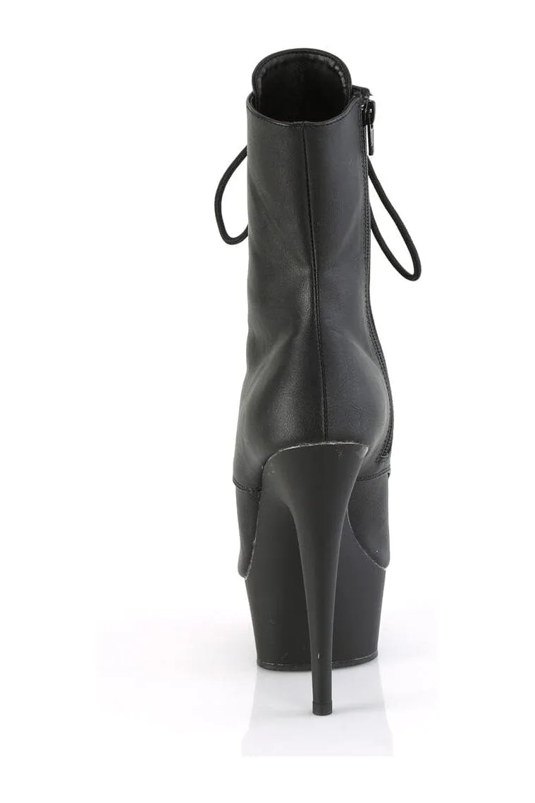 DELIGHT-1021 Black Faux Leather Ankle Boot