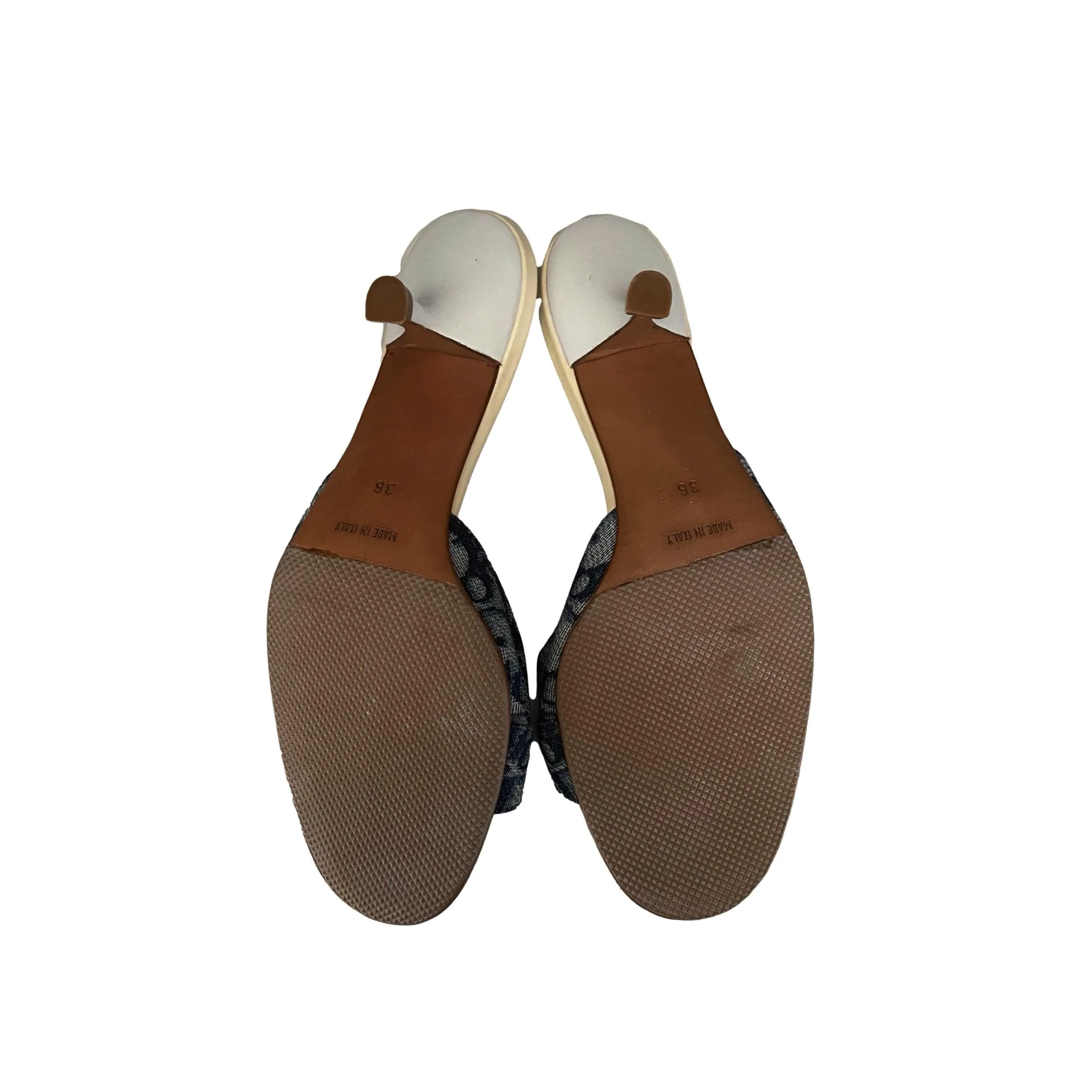 Dior Blue Monogram Lock Key Kitten Heels