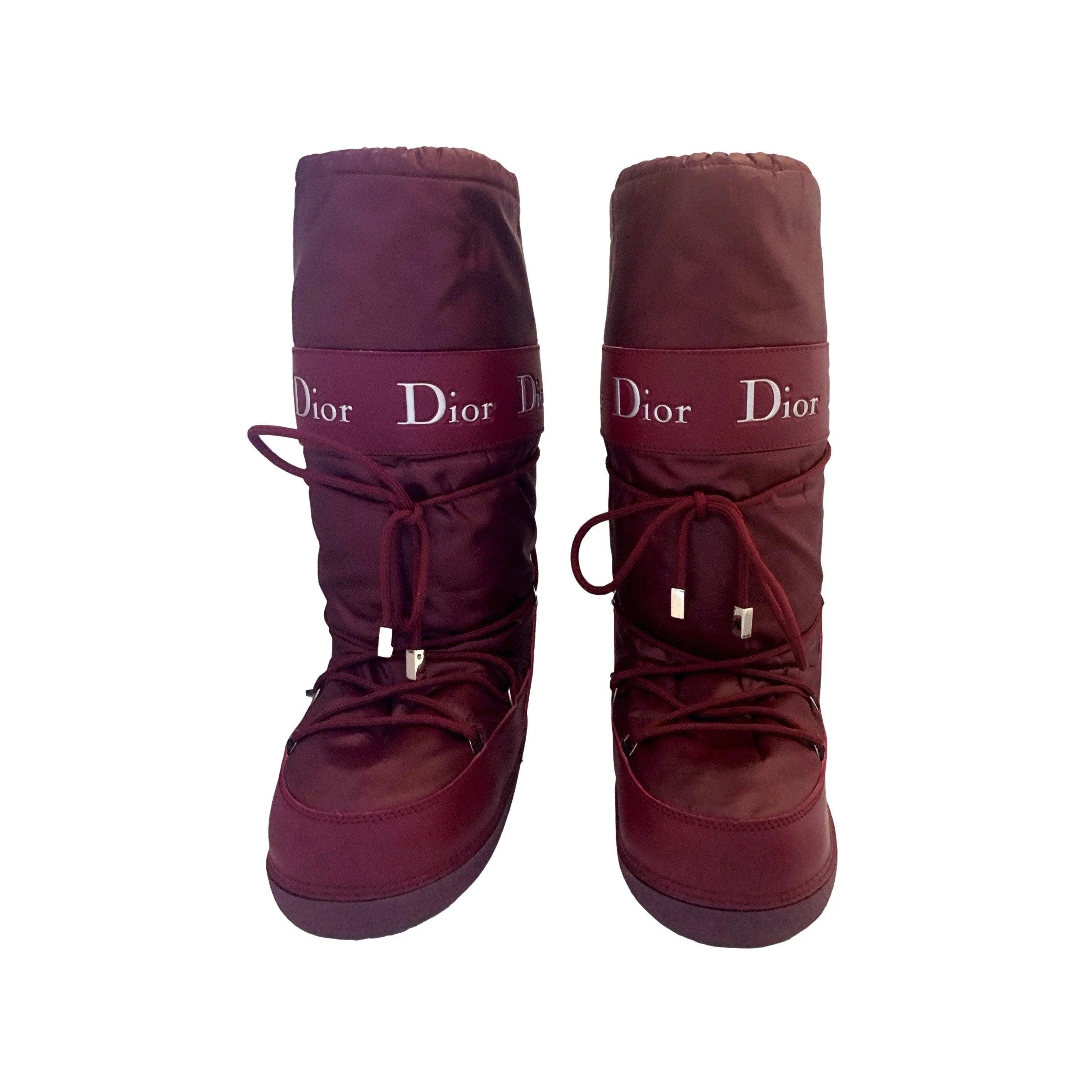Dior Burgundy Logo Snow Boots