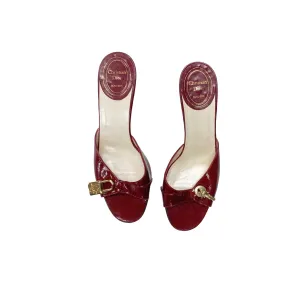 Dior Red Leather Lock & Key Kitten Heels