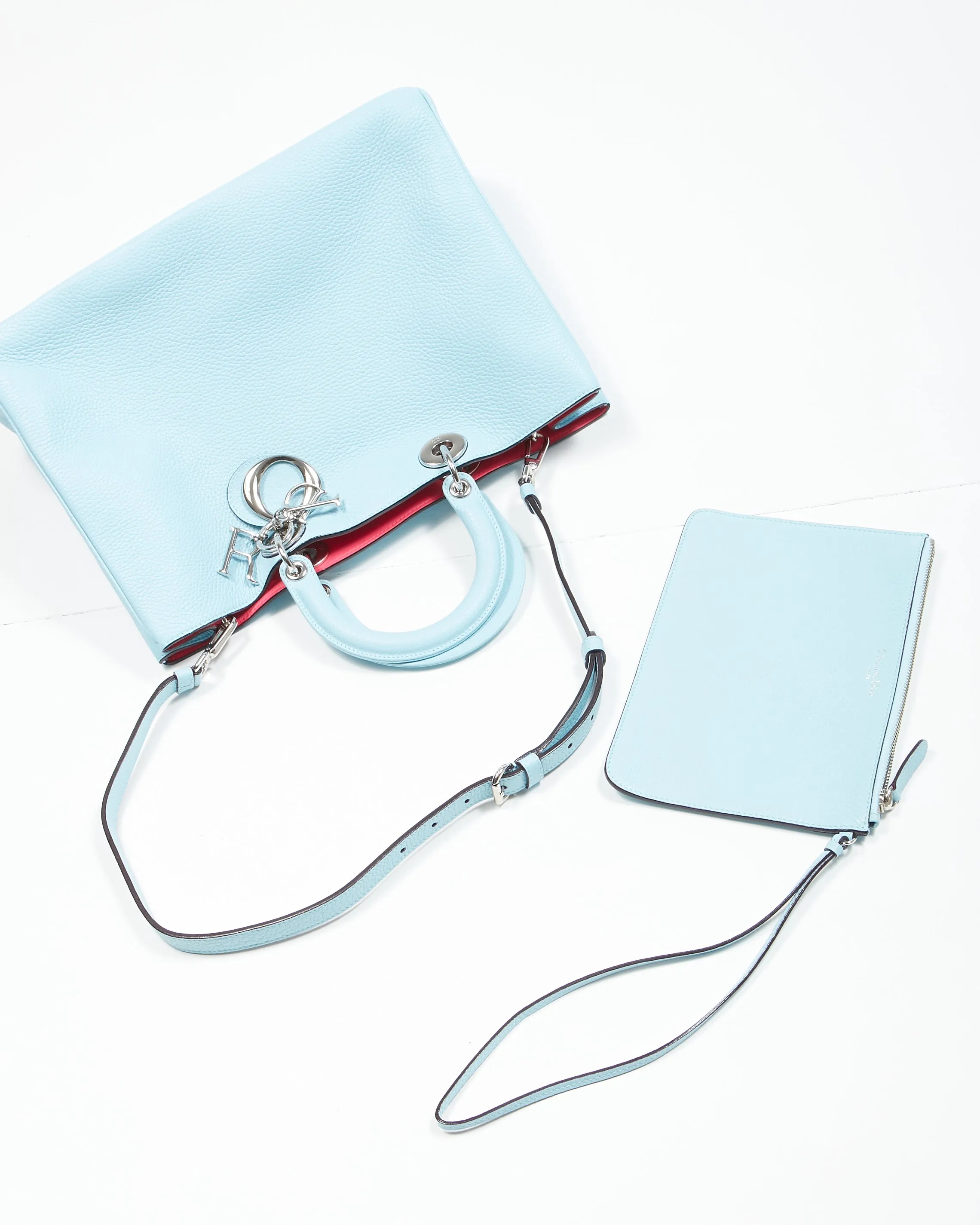 Dior Tiffany Blue Dior Pebbled Leather Diorissimo Large Tote Bag