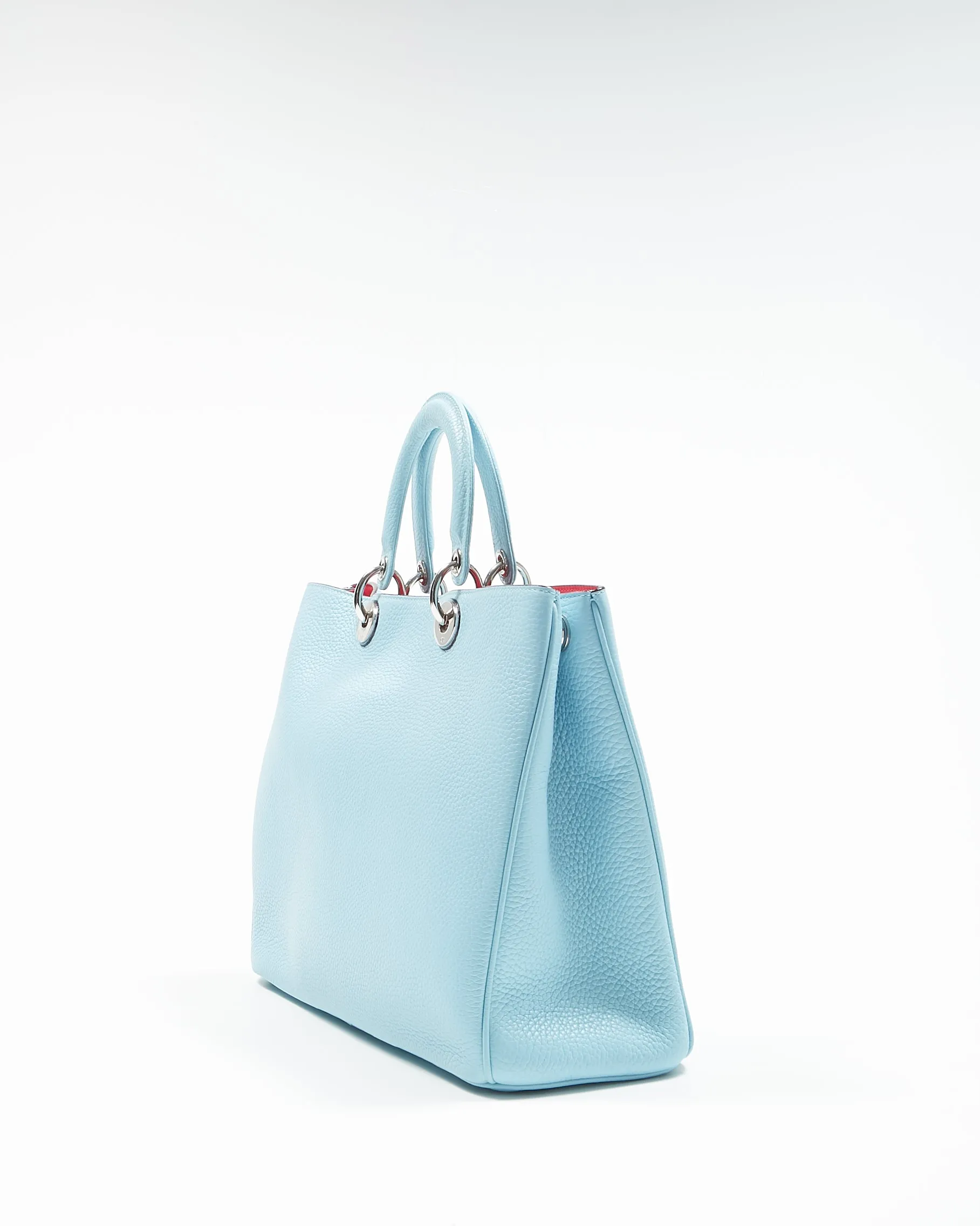 Dior Tiffany Blue Dior Pebbled Leather Diorissimo Large Tote Bag