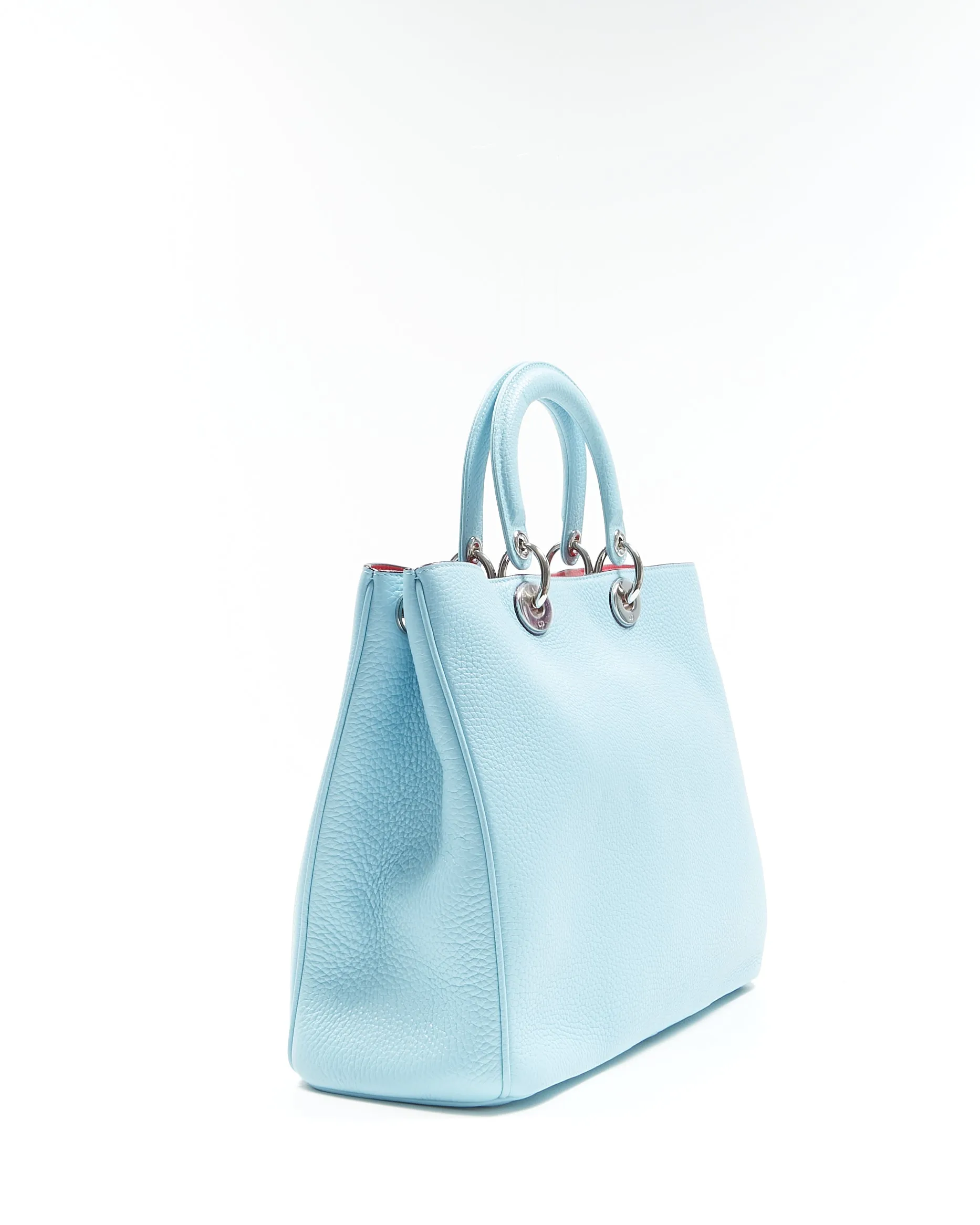 Dior Tiffany Blue Dior Pebbled Leather Diorissimo Large Tote Bag