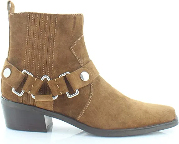 DKNY Womens Mina Booties Ankle Cowboy, Western Boots Brown 8 Medium (B,M)
