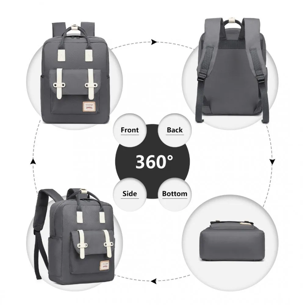 Eb2211 - Kono Casual Daypack Lightweight Backpack Travel Bag - Grey