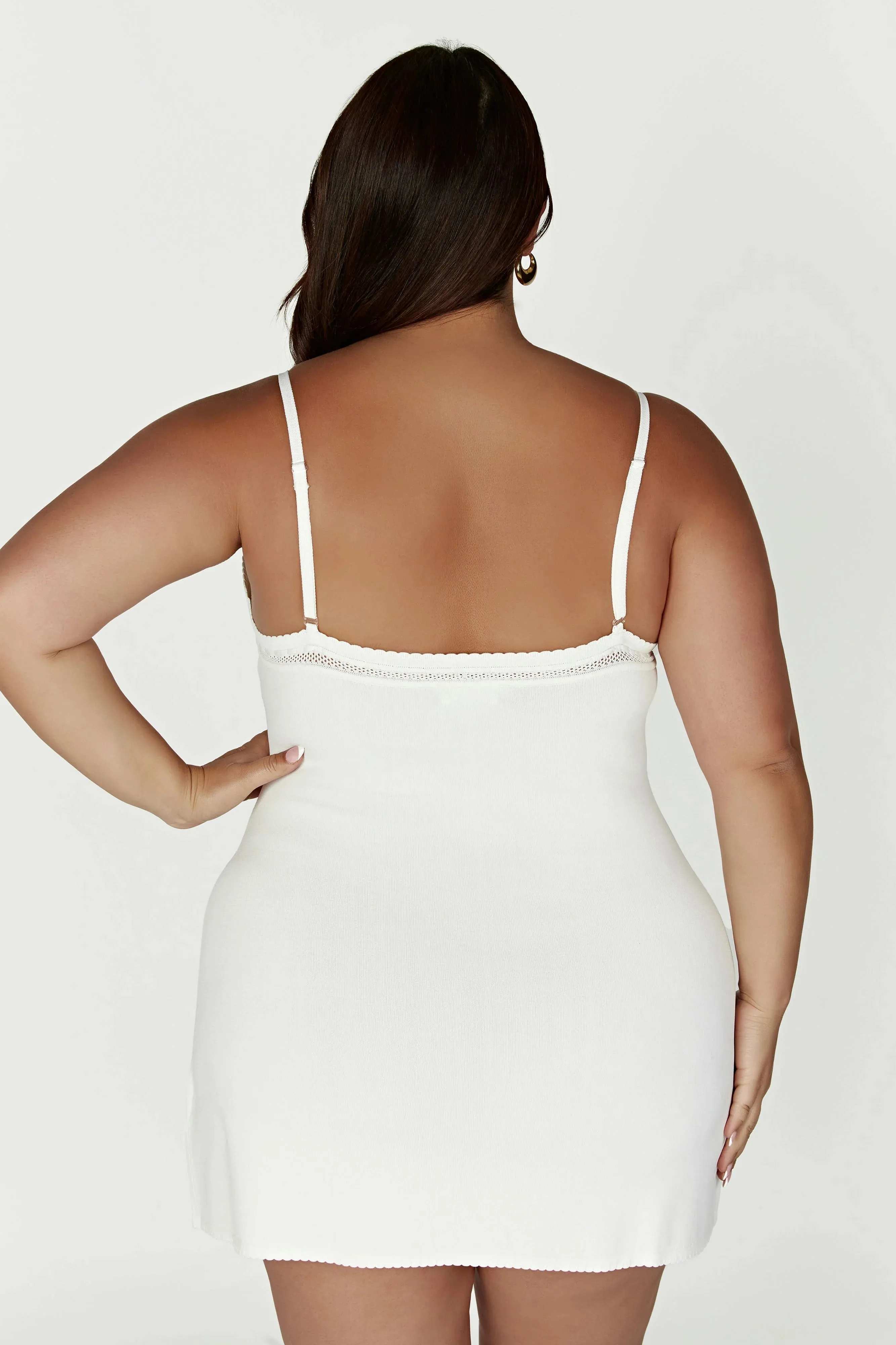 Ellis Pointelle Knit Mini Dress - White