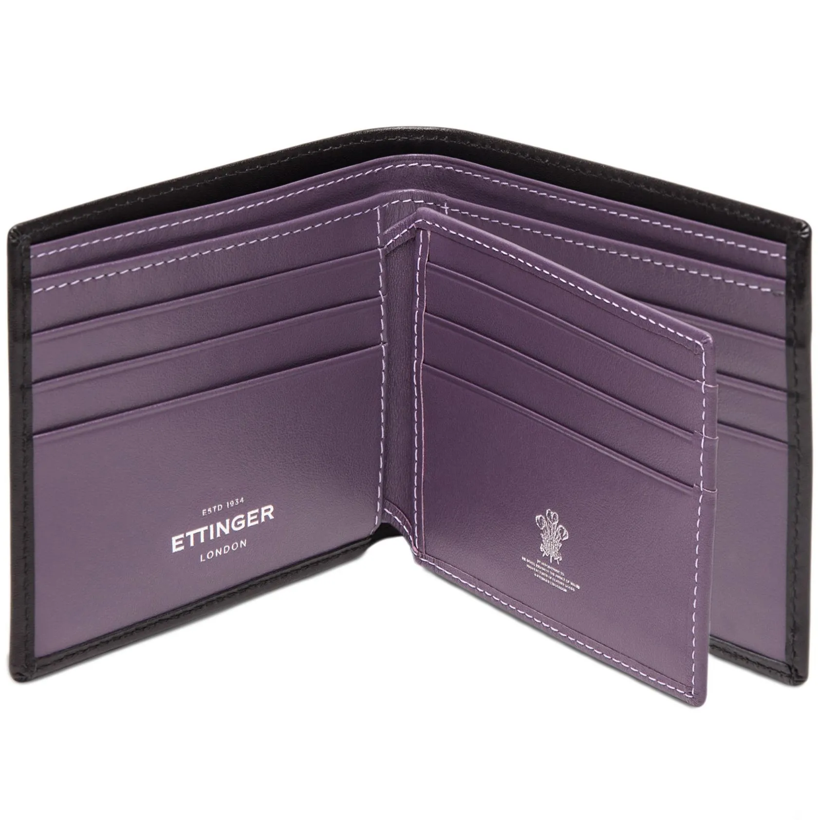Ettinger Sterling Collection Billfold with 12 Card Slips Black and Purple