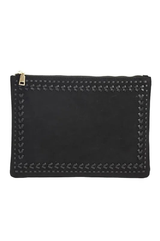EVERLY STITCHED CLUTCH BLACK