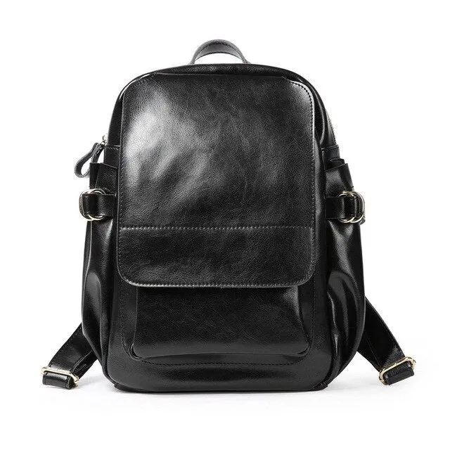 Fashion High Quality Black Coffee Brown Split Leather Cute Women Backpacks For Girl Woman Travel Bags M8090