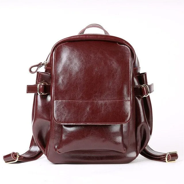 Fashion High Quality Black Coffee Brown Split Leather Cute Women Backpacks For Girl Woman Travel Bags M8090