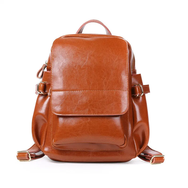 Fashion High Quality Black Coffee Brown Split Leather Cute Women Backpacks For Girl Woman Travel Bags M8090
