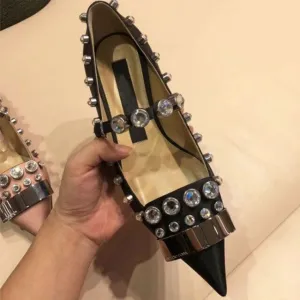 Fashion Women Pointed Toe Rivets  Flats Shoes