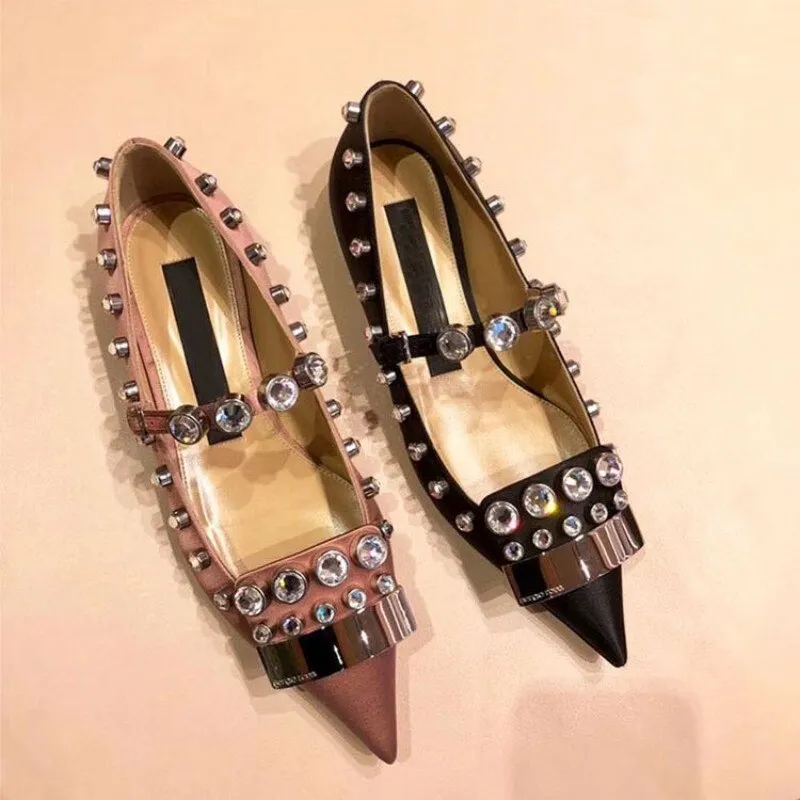 Fashion Women Pointed Toe Rivets  Flats Shoes