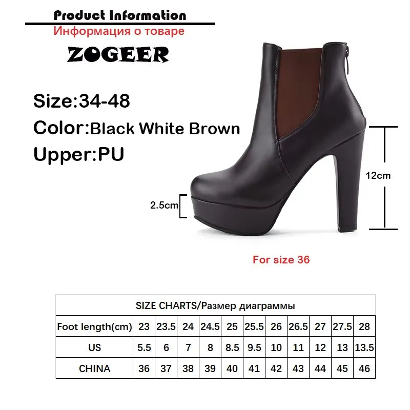 Fashion Women'S Ankle Boots Platform Sexy High Heels Short Boot for Women Black White Heels Party Shoes Ladies Large Size 48 50