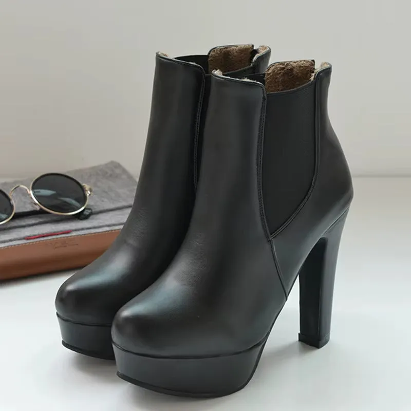 Fashion Women'S Ankle Boots Platform Sexy High Heels Short Boot for Women Black White Heels Party Shoes Ladies Large Size 48 50