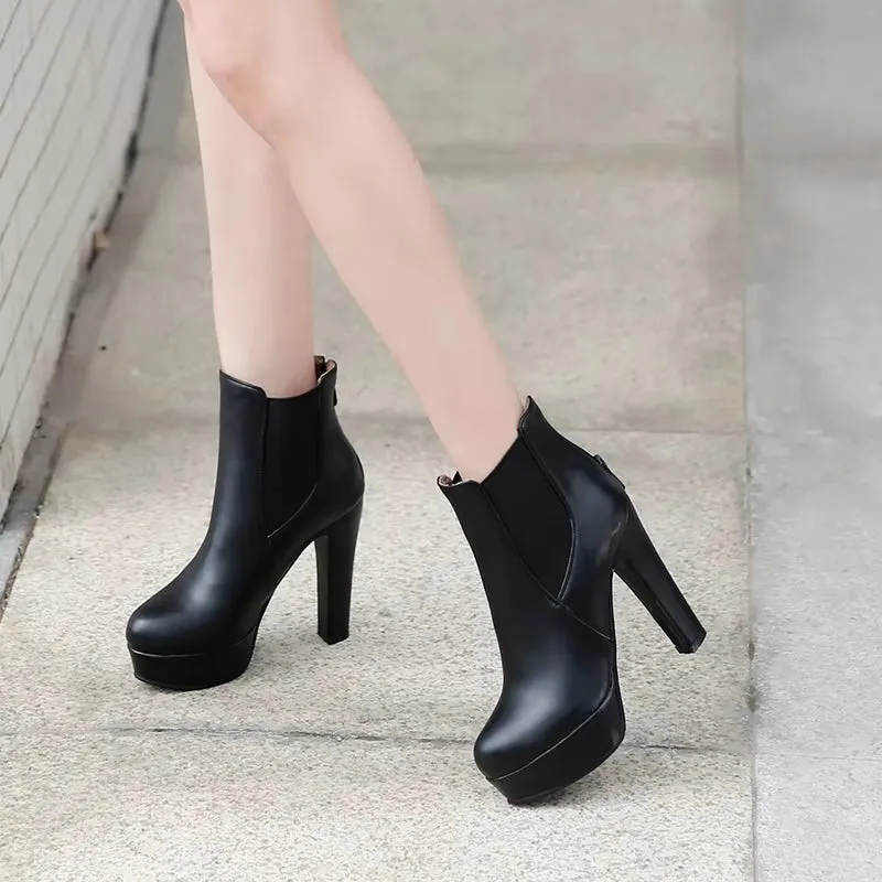 Fashion Women'S Ankle Boots Platform Sexy High Heels Short Boot for Women Black White Heels Party Shoes Ladies Large Size 48 50