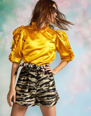 Felicity Satin Ruffle Top