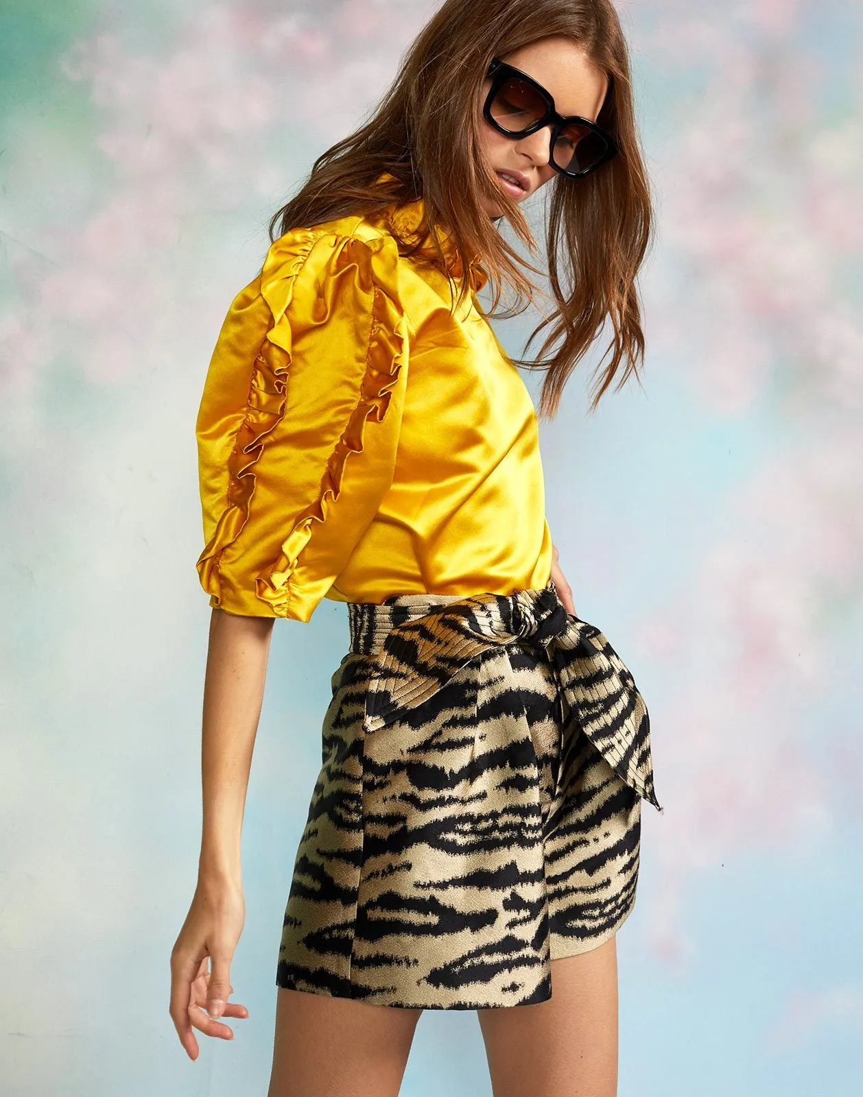 Felicity Satin Ruffle Top