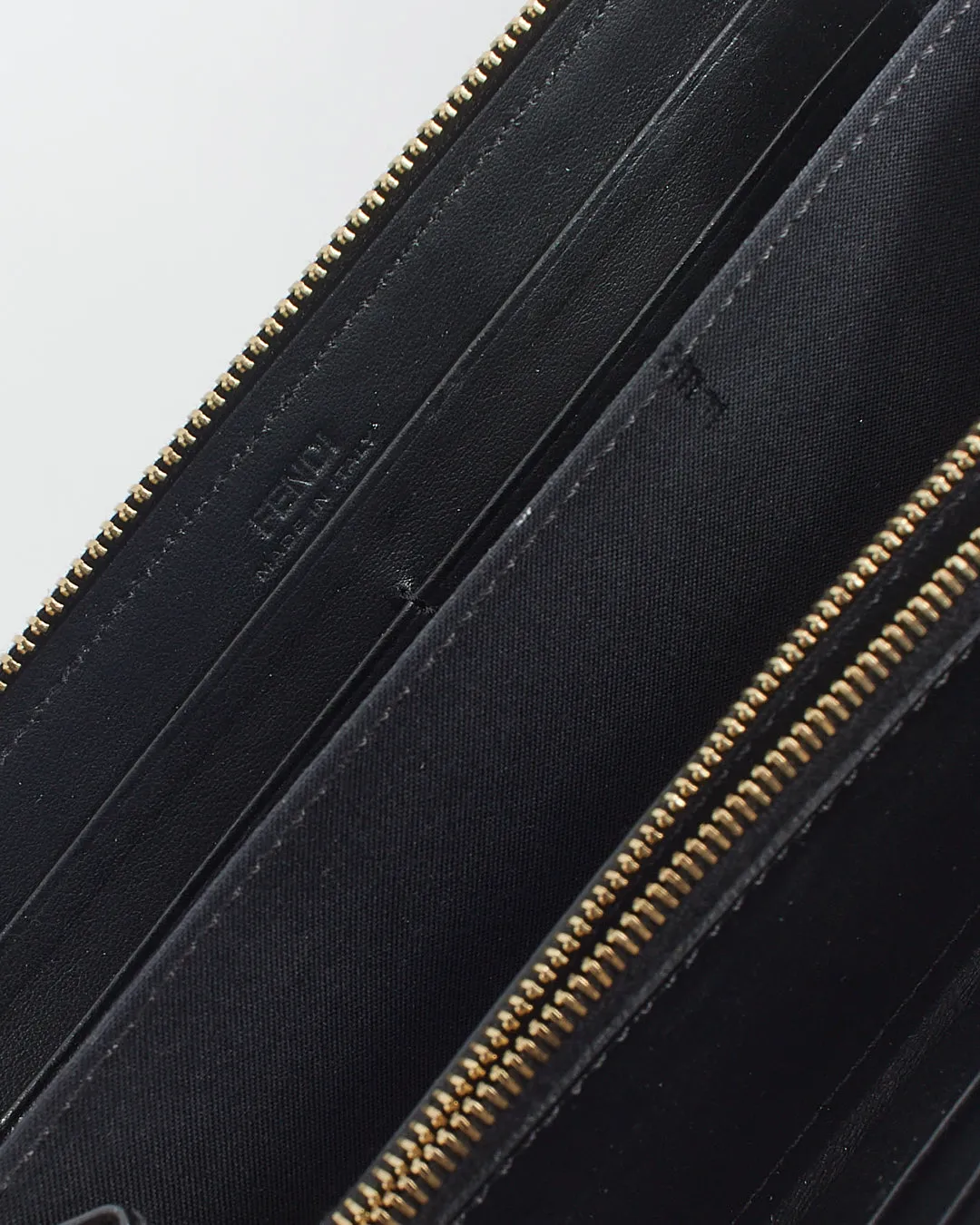Fendi Black Leather By The Way Zip Around Wallet