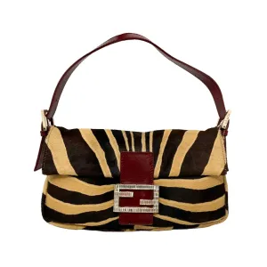 Fendi Brown Zebra Print Baguette