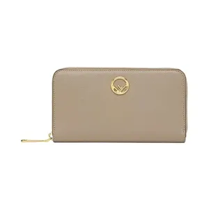 Fendi F Is Fendi Tortora Grey Calfskin Leather Zip Around Long Wallet 8M0299